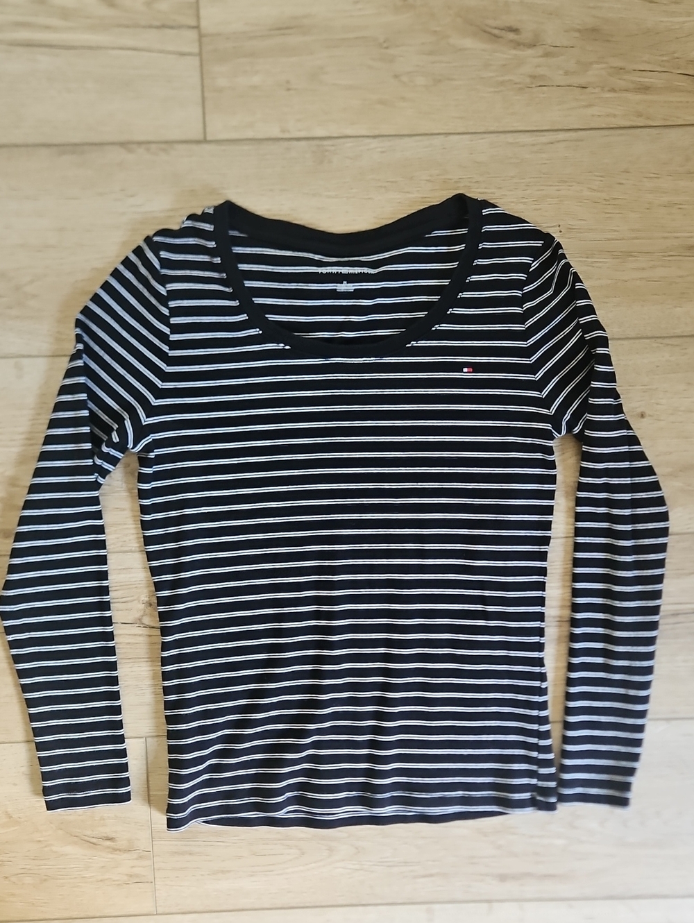 Tommy Hilfiger Black & White Striped Long Sleeve Tee
